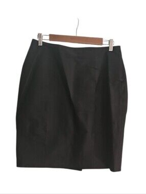 Santa Fe Genuine Leather Pencil Skirt Women’s 14 Black Minimalist Vintage